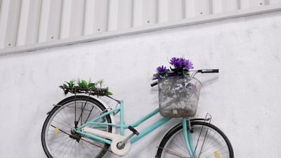 An upcycled bike at Kave, whose founders also launched Charicycles in 2015. Reem Mohammed / The National