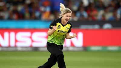 Nicola Carey of Australia celebrates taking the wicket of India's Deepti Sharma. Getty