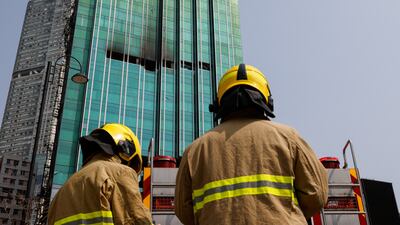 The construction site after the blaze is put out. Reuters