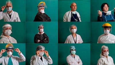 This combination of pictures shows medical staffers on the frontline treating patients of the Covid-19 pandemic: (top L-R) Sait Gonen, 59, Professor and Dean of the Istanbul University Cerrahpasa medical faculty; Fatma Dinc, 33, a nurse; Professor Yalim Dikmen, 56, a doctor as intensive care specialist; Nurgul Tayran, 47, a registered infection control nurse; (middle L-R) Ozlem Hatip, 40, a nurse; Mehmet Sakirsahsi, 47, a member of cleaning staff; Semra Kacar, 44, a nurse; associate professor Kenan Barut, 42, a doctor at the pediatric clinic; (bottom L-R) Gokberk Guler, 28, a doctor; Nilay Simsek, 43, a chief nurse; Cebrail Karaca, 33, a doctor in the nephrology department; Hatice Degirmenci, 24, a member of cleaning staff, Istanbul University Cerrahpasa medical faculty Hospital. AFP