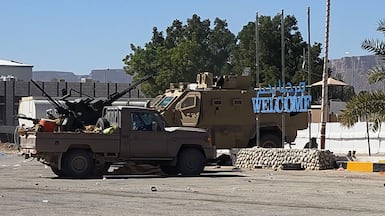 A video grab shows armed vehicles at Seiyun International Airport in Yemen's Hadhramaut province. AFP