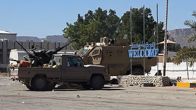 A video grab shows armed vehicles at Seiyun International Airport in Yemen's Hadhramaut province. AFP