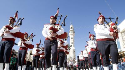 Some Palestinian bagpipers have likened the Scots' desire to break away from the UK to their own struggle for independence. Musa Al Shaer / AFP Photo