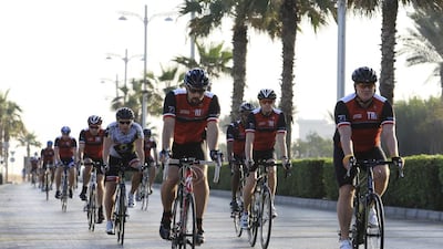More than 1,000 cyclists took part in the 65km Ride for Roy charity event in Dubai on Friday. Sarah Dea / The National