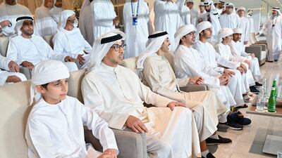 Sheikh Mansour bin Zayed, Deputy Prime Minister and Minister of the Presidential Court, and Sheikh Abdullah bin Zayed, Minister of Foreign Affairs and International Co-operation, attended the Adnoc Pro League match between Al Jazira FC and Al Wahda FC at Mohammad bin Zayed Stadium in Abu Dhabi. Photos: Wam