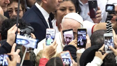 Pope Francis during his weekly general audience in the Paolo VI Hall at the Vatican this month. EPA