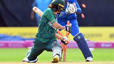Pakistan's Diana Baig is dismissed at Edgbaston in Birmingham. AFP