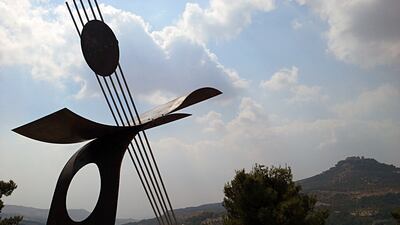 The sculpture in Ajloun, north Jordan, by artist Ghassan Mafadleh, before it was damaged. Photo: Ghassan Mafadleh