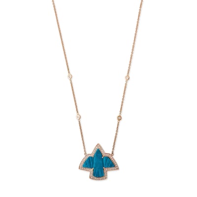 Turquoise and diamond thunderbird necklace by Jacquie Aiche
