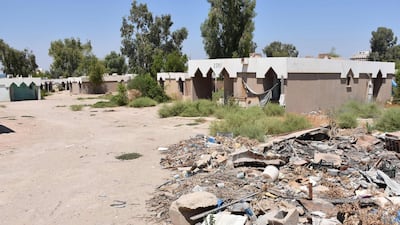 A picture taken on August 22, 2018 shows a view of abandoned bungalows at a former hotel resort by Lake Habbaniyah, in Anbar. AFP