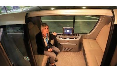 Personal rapid transit vehicle (PRT) at Masdar City in Abu Dhabi.