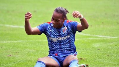 Shanghai Shenhua striker Didier Drogba gets comfortable.