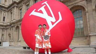 Emirati twins Mohammed and Humaid Habdan attend the Louis Vuitton show. Getty Images For Louis Vuitton