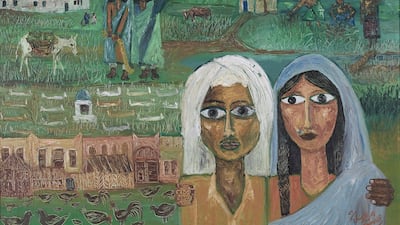 'Our Green Land' (1977) by Nasser Al Yousif, a member of Bahrain's Manama Group renowned for their explorations of landscape. Photo: Mahmood Nasser Al-Yousif