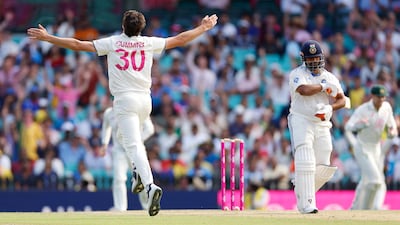 Pat Cummins of Australia celebrates after dismissing Rishabh Pant. Getty Images