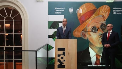 Britain's Prince William, Duke of Cambridge spoke during the reception with Ireland's Foreign Minister Simon Coveney in Dublin. AFP