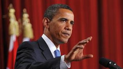 US President Barack Obama delivers his much-anticipated message to the Muslim world from the auditorium in the Cairo University campus.