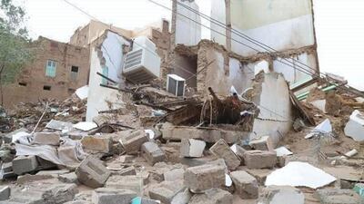 Residents of Tarim said floods destroyed many old houses and trapped dozens of families inside their homes. Courtesy Hadramawt governorate media office