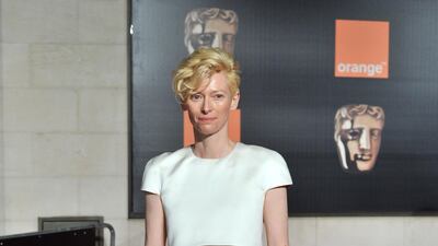 Tilda Swinton, wearing Celine, arrives at the British Academy Film Awards on February 12, 2012. EPA