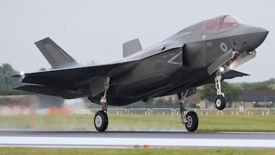 An RAF F-35B Lightning 11 supersonic stealth strike fighter, built by the US plane maker Lockheed Martin, touches down in the UK. Getty