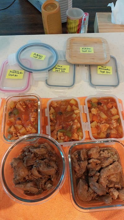 Chicken adobo and menudo for Nacho and Luna. Photo: Cherelyn Gesalan