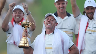 Rory McIlroy won three-and-a-half points during his foursome and fourball matches as Team Europe held on to the Ryder Cup. AFP