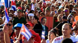 People attend an event in support of former Cuban president Raul Castro in Havana late last month. EPA