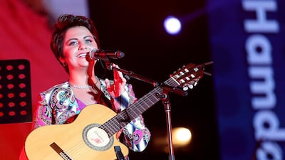 UAE singer Shamma Hamdan was one of the performers during last night's Beats on the Beach at the Corniche in Abu Dhabi. Satish Kumar / The National