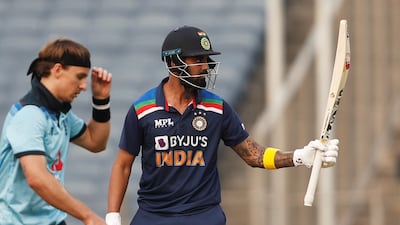 KL Rahul hit an unbeaten fifty in Pune. Reuters