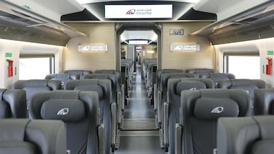 The carriages are modern and sleek