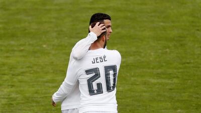 Real Madrid’s Portuguese striker Cristiano Ronaldo (L) jubilates with his teammate, Jese Rodriguez (R) his goal against Getafe FC during their La Liga match played at Coliseum Alfonso Perez stadium in Getafe, Madrid, Spain on 15 April 2016. EPA/JuanJo Martin