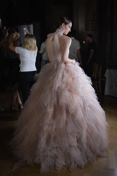 This romantic frothy gown is by Eva Minge. Getty Images