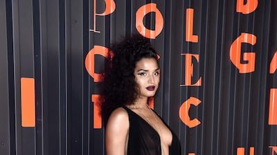 Indya Moore in a dress by TRE by Natalie Ratabesi at the Bulgari New York Fashion Week party at Duggal Greenhouse, Thursday, Feb. 6, 2020, in New York. AFP