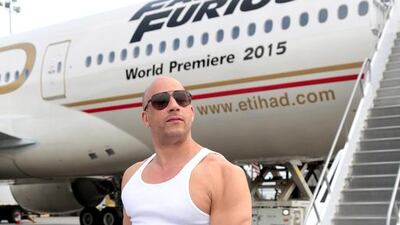 Etihad Airways and Universal Pictures unveil newly-decaled Fast & Furious plane. Courtesy Etihad