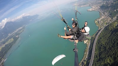Paragliding above Lake Geneva is the perfect way to take in the views of the countryside. Courtesy Fly-Xperience.