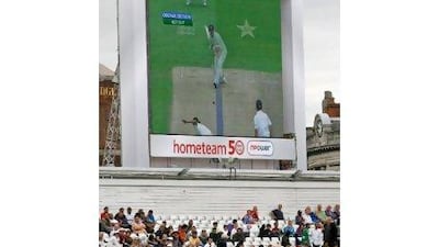 A giant screen shows the result of the DRS being used on an lbw call against England's Kevin Pietersen at a Test last year. The Indian cricket board has called for a review of the system, saying it is not reliable enough.
