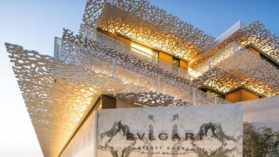 The Bulgari entrance certainly makes an impact. Bulgari Resort Dubai