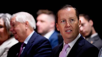 Sergio Gor, right, has become one of the most powerful Trump aides in the President’s second term. Getty images via AFP