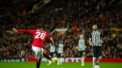 Manchester United's Mason Greenwood scores the first goal, EPA