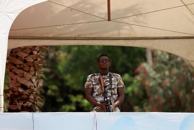 A Tigray Regional Police Officer stands guard during the funeral ceremony of Ethiopia's Army Chief of Staff Seare Mekonnen in Mekele, Tigray Region, Ethiopia. June 26, 2019. REUTERS