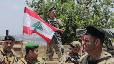 Lebanese soldiers patrol in a southern village. Lebanon and Syria are developing closer security ties after years of tension. AFP