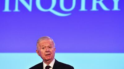 Sir John Chilcot presents the Iraq Inquiry Report at the Queen Elizabeth II Centre in London. Jeff J Mitchell / AP Photo