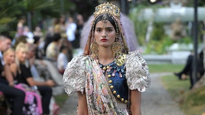 Model Dipti Sharma donned a sari for the Dolce & Gabbana show