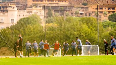 Donny van de Beek on the ball during Manchester United training.