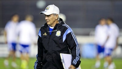 Alejandro Sabella conducts an Argentina team training session on Saturday ahead of their match against Germany on Sunday in the 2014 World Cup final. Srdjan Suki / EPA / July 12, 2014