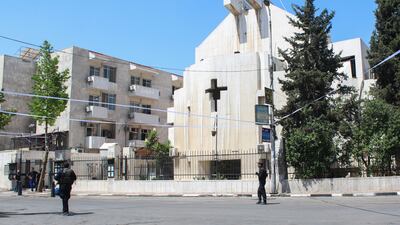 Syrian security forces secure the area at Mar Elias Church in the Dweila neighbourhood of Damascus following the suicide bombing. Reuters