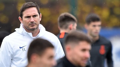 Frank Lampard leads a training session at Cobham. AFP