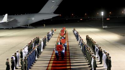 The arrival of bodies of the UAE soldiers who died in Marib, Yemen during Operation Restoring Hope on September 5, 2015. Wam