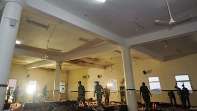 The scene of the suicide attack at a mosque in Abha, the provincial capital of Asir, on August 6, 2015. Saudi Press Agency/EPA