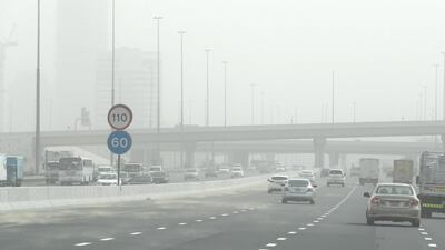 A driver was seriously injured in a crash on Emirates Road in Dubai on Sunday. Pawan Singh / The National
